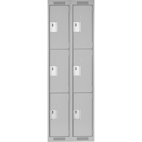 Clean Line Lockers, 3 -tier, Bank of 2, 24" x 18" x 72", Steel, Grey, Rivet (Assembled) Seaboard Timber Mart