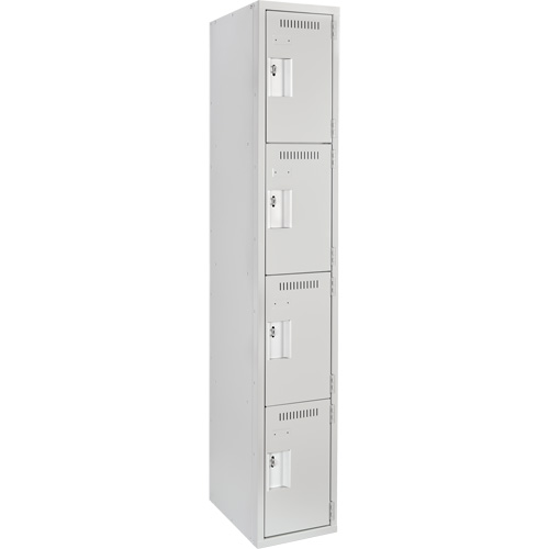 Clean Line Lockers, 4 -tier, 12" x 18" x 72", Steel, Grey, Rivet (Assembled) Seaboard Timber Mart