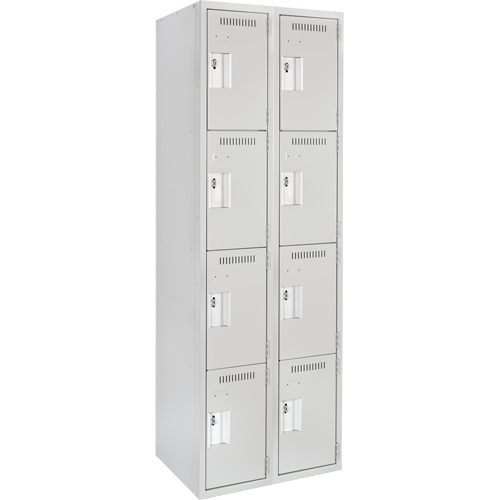 Clean Line Lockers, 4 -tier, Bank of 2, 24" x 18" x 72", Steel, Grey, Rivet (Assembled) Seaboard Timber Mart