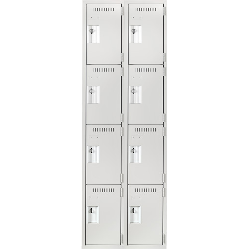 Clean Line Lockers, 4 -tier, Bank of 2, 24" x 18" x 72", Steel, Grey, Rivet (Assembled) Seaboard Timber Mart