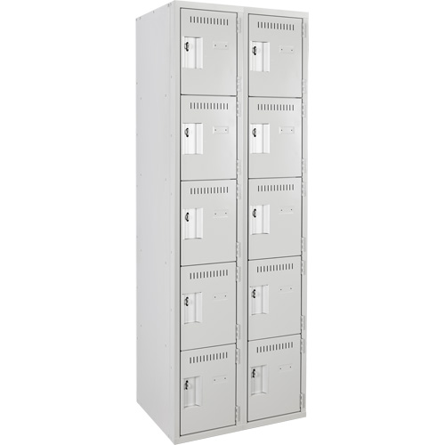 Assembled Clean Line Personal Effects Lockers, 5 -tier, Bank of 2, 12" x 72" x 24", Steel Seaboard Timber Mart