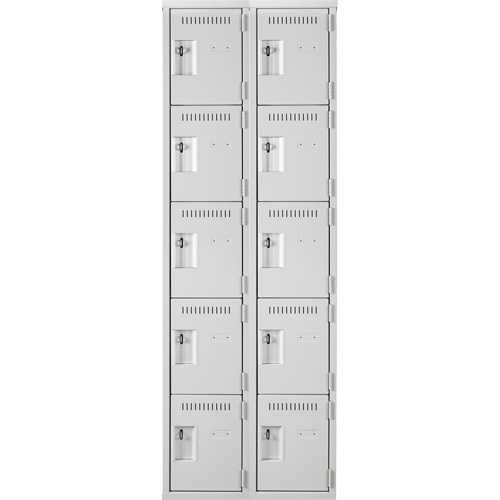 Assembled Clean Line Personal Effects Lockers, 5 -tier, Bank of 2, 12" x 72" x 24", Steel Seaboard Timber Mart
