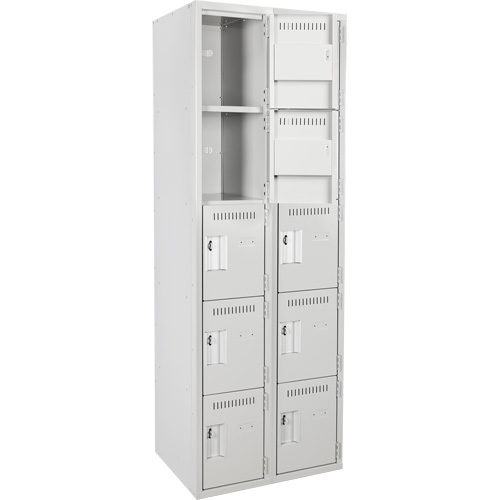 Assembled Clean Line Personal Effects Lockers, 5 -tier, Bank of 2, 12" x 72" x 24", Steel Seaboard Timber Mart