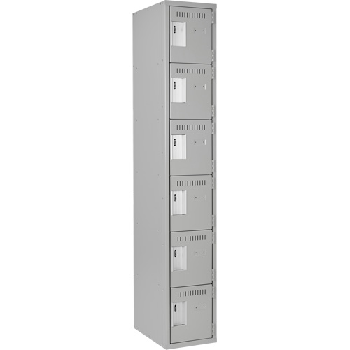 Clean Line Lockerettes, 6 -tier, 12" x 18" x 72", Steel, Grey, Rivet (Assembled) Seaboard Timber Mart