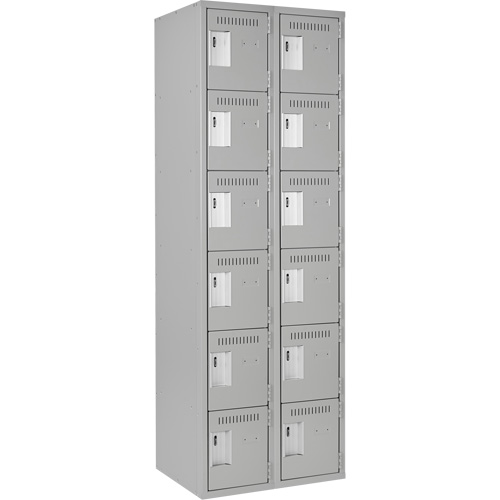 Clean Line Lockerettes, 6 -tier, Bank of 2, 24" x 18" x 72", Steel, Grey, Rivet (Assembled) Seaboard Timber Mart