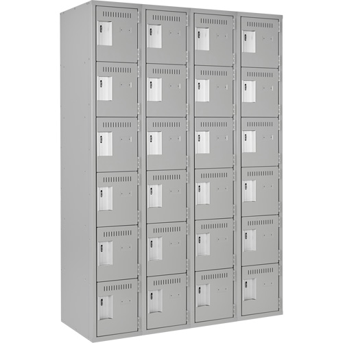 Clean Line Lockerettes, 6 -tier, Bank of 4, 48" x 18" x 72", Steel, Grey, Rivet (Assembled) Seaboard Timber Mart