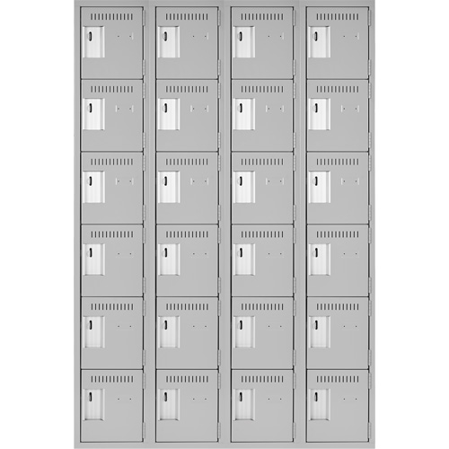 Clean Line Lockerettes, 6 -tier, Bank of 4, 48" x 18" x 72", Steel, Grey, Rivet (Assembled) Seaboard Timber Mart