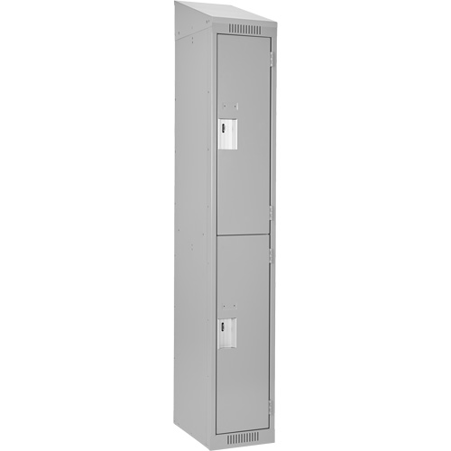 Clean Line Lockers, 2 -tier, 12" x 18" x 78", Steel, Grey, Rivet (Assembled) Seaboard Timber Mart