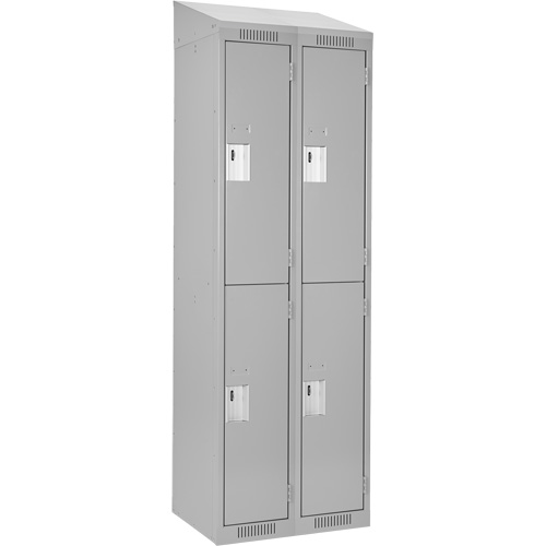 Clean Line Lockers, 2 -tier, Bank of 2, 24" x 18" x 78", Steel, Grey, Rivet (Assembled) Seaboard Timber Mart