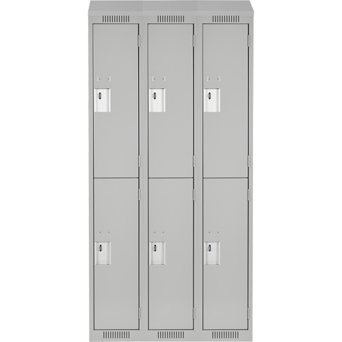 Clean Line Lockers, 2 -tier, Bank of 3, 36" x 18" x 78", Steel, Grey, Rivet (Assembled) Seaboard Timber Mart