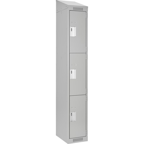 Clean Line Lockers, 3 -tier, 12" x 18" x 78", Steel, Grey, Rivet (Assembled) Seaboard Timber Mart