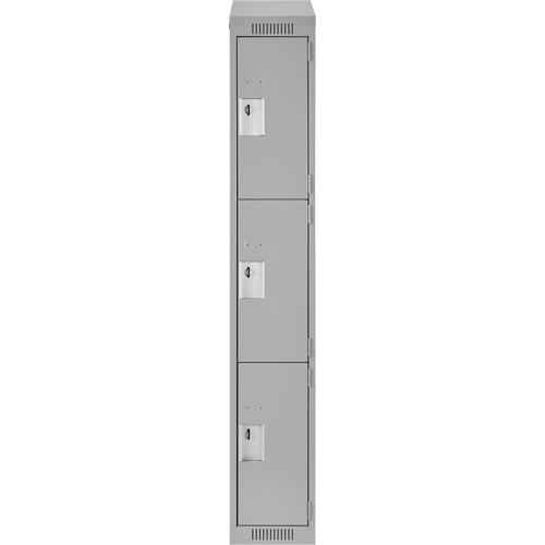 Clean Line Lockers, 3 -tier, 12" x 18" x 78", Steel, Grey, Rivet (Assembled) Seaboard Timber Mart