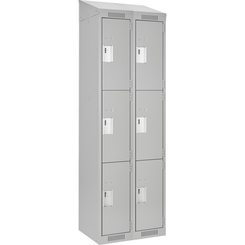 Clean Line Lockers, 3 -tier, Bank of 2, 24" x 18" x 78", Steel, Grey, Rivet (Assembled) Seaboard Timber Mart
