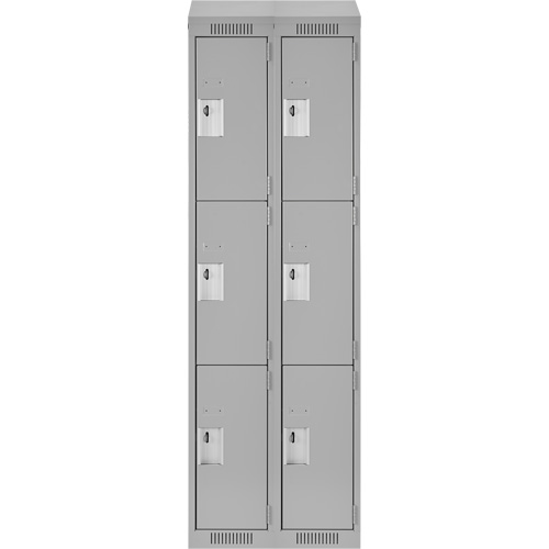 Clean Line Lockers, 3 -tier, Bank of 2, 24" x 18" x 78", Steel, Grey, Rivet (Assembled) Seaboard Timber Mart