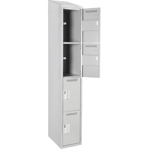 Clean Line Lockers, 4 -tier, 12" x 18" x 78", Steel, Grey, Rivet (Assembled) Seaboard Timber Mart