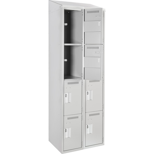 Casiers Clean Line, 4 niveaux, Bloc de 2, 24" x 18" x 78", Acier, Gris, Rivet (assembl&eacute;) Seaboard Timber Mart