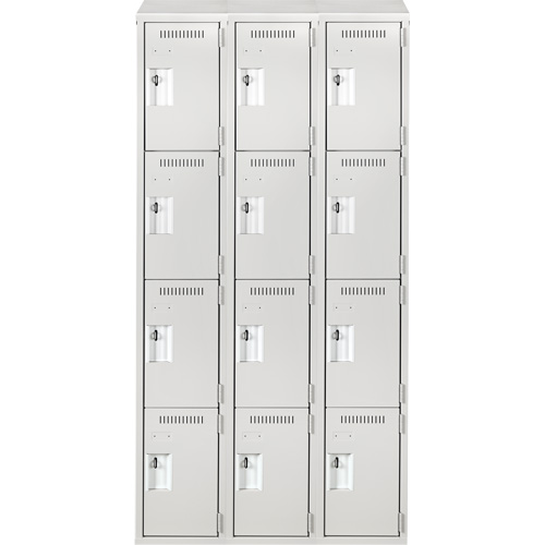 Casiers Clean Line, 4 niveaux, Bloc de 3, 36" x 18" x 78", Acier, Gris, Rivet (assembl&eacute;) Seaboard Timber Mart