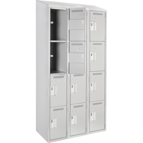 Casiers Clean Line, 4 niveaux, Bloc de 3, 36" x 18" x 78", Acier, Gris, Rivet (assembl&eacute;) Seaboard Timber Mart