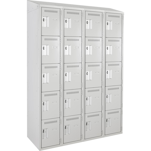 Assembled Clean Line Personal Effects Lockers, 5 -tier, Bank of 4, 15" x 78" x 48", Steel Seaboard Timber Mart