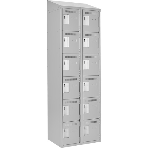 Clean Line Lockerette , 6 -tier, Bank of 2, 24" x 18" x 78", Steel, Grey, Rivet (Assembled) Seaboard Timber Mart