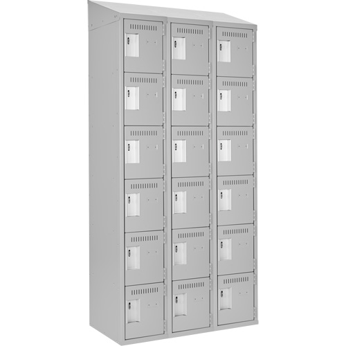 Clean Line Lockerette , 6 -tier, Bank of 3, 36" x 18" x 78", Steel, Grey, Rivet (Assembled) Seaboard Timber Mart