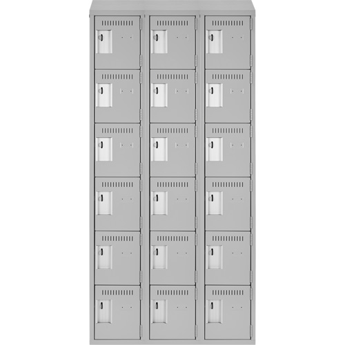 Clean Line Lockerette , 6 -tier, Bank of 3, 36" x 18" x 78", Steel, Grey, Rivet (Assembled) Seaboard Timber Mart