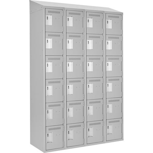 Clean Line Lockerette , 6 -tier, Bank of 4, 48" x 18" x 78", Steel, Grey, Rivet (Assembled) Seaboard Timber Mart
