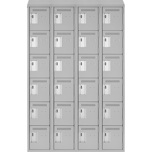 Clean Line Lockerette , 6 -tier, Bank of 4, 48" x 18" x 78", Steel, Grey, Rivet (Assembled) Seaboard Timber Mart