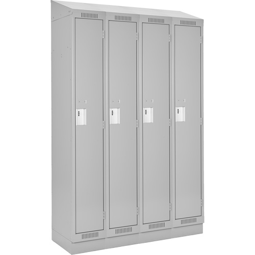 Clean Line Lockers, Bank of 4, 48" x 18" x 82", Steel, Grey, Rivet (Assembled) Seaboard Timber Mart