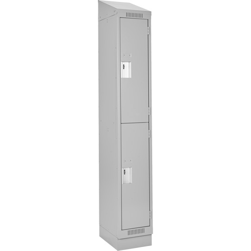 Clean Line Lockers, 2 -tier, 12" x 18" x 82", Steel, Grey, Rivet (Assembled) Seaboard Timber Mart