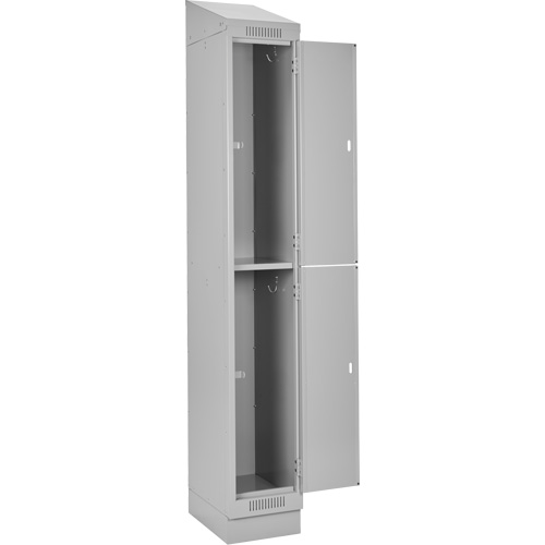 Clean Line Lockers, 2 -tier, 12" x 18" x 82", Steel, Grey, Rivet (Assembled) Seaboard Timber Mart