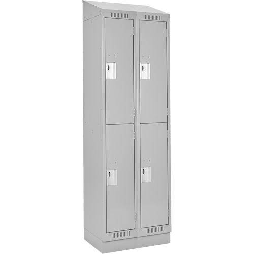 Casiers Clean Line, 2 niveaux, Bloc de 2, 24" x 18" x 82", Acier, Gris, Rivet (assembl&eacute;) Seaboard Timber Mart