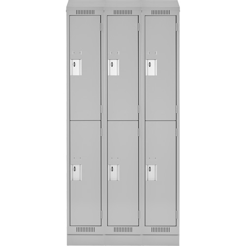 Clean Line Lockers, 2 -tier, Bank of 3, 36" x 18" x 82", Steel, Grey, Rivet (Assembled) Seaboard Timber Mart