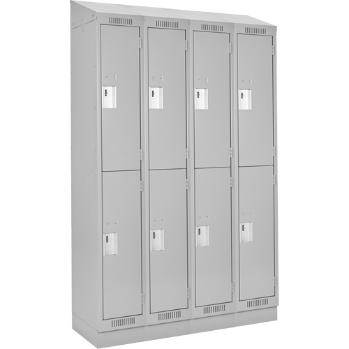 Clean Line Lockers, 2 -tier, Bank of 4, 48" x 18" x 82", Steel, Grey, Rivet (Assembled) Seaboard Timber Mart