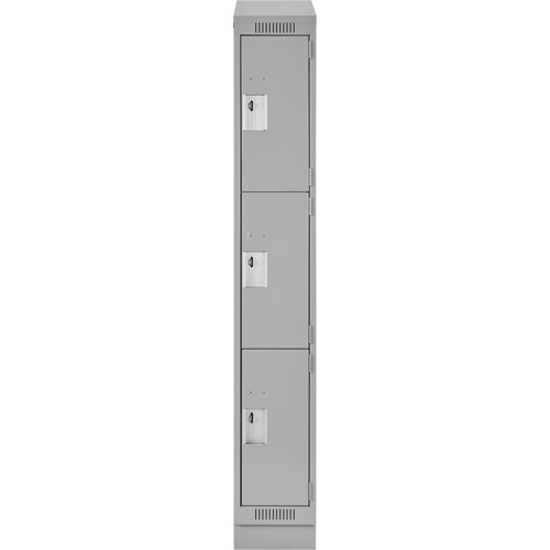 Clean Line Lockers, 3 -tier, 12" x 18" x 82", Steel, Grey, Rivet (Assembled) Seaboard Timber Mart