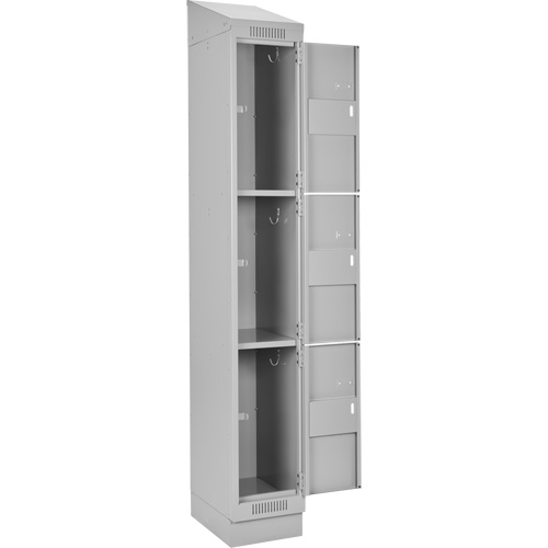 Clean Line Lockers, 3 -tier, 12" x 18" x 82", Steel, Grey, Rivet (Assembled) Seaboard Timber Mart
