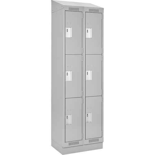 Clean Line Lockers, 3 -tier, Bank of 2, 24" x 18" x 82", Steel, Grey, Rivet (Assembled) Seaboard Timber Mart
