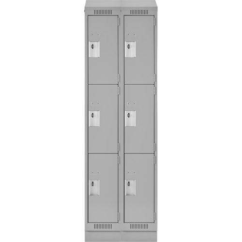 Clean Line Lockers, 3 -tier, Bank of 2, 24" x 18" x 82", Steel, Grey, Rivet (Assembled) Seaboard Timber Mart