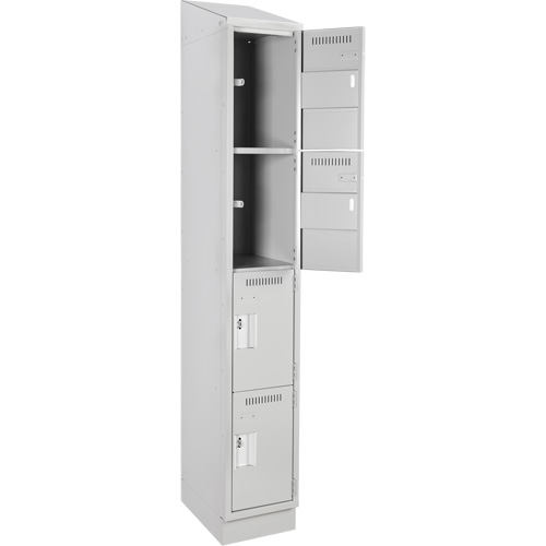 Clean Line Lockers, 4 -tier, 12" x 18" x 82", Steel, Grey, Rivet (Assembled) Seaboard Timber Mart