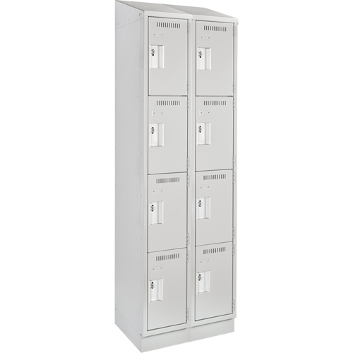 Clean Line Lockers, 4 -tier, Bank of 2, 24" x 18" x 82", Steel, Grey, Rivet (Assembled) Seaboard Timber Mart