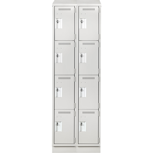 Clean Line Lockers, 4 -tier, Bank of 2, 24" x 18" x 82", Steel, Grey, Rivet (Assembled) Seaboard Timber Mart