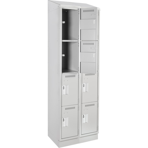 Clean Line Lockers, 4 -tier, Bank of 2, 24" x 18" x 82", Steel, Grey, Rivet (Assembled) Seaboard Timber Mart