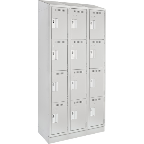 Clean Line Lockers, 4 -tier, Bank of 3, 36" x 18" x 82", Steel, Grey, Rivet (Assembled) Seaboard Timber Mart