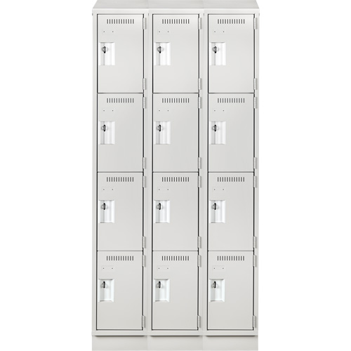 Clean Line Lockers, 4 -tier, Bank of 3, 36" x 18" x 82", Steel, Grey, Rivet (Assembled) Seaboard Timber Mart