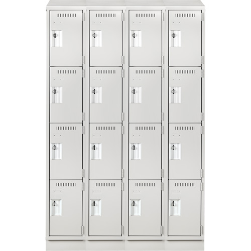 Casiers Clean Line, 4 niveaux, Bloc de 4, 48" x 18" x 82", Acier, Gris, Rivet (assembl&eacute;) Seaboard Timber Mart