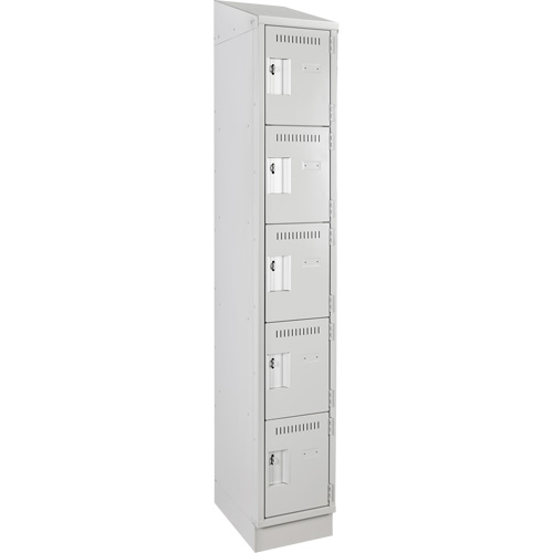Clean Line Lockers, 5 -tier, 12" x 18" x 82", Steel, Grey, Rivet (Assembled) Seaboard Timber Mart