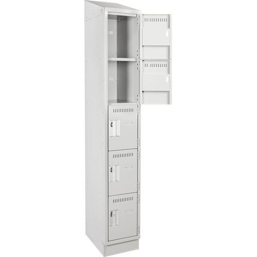 Clean Line Lockers, 5 -tier, 12" x 18" x 82", Steel, Grey, Rivet (Assembled) Seaboard Timber Mart