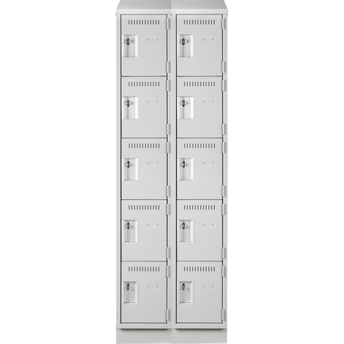 Assembled Clean Line Personal Effects Lockers, 5 -tier, Bank of 2, 12" x 82" x 24", Steel Seaboard Timber Mart