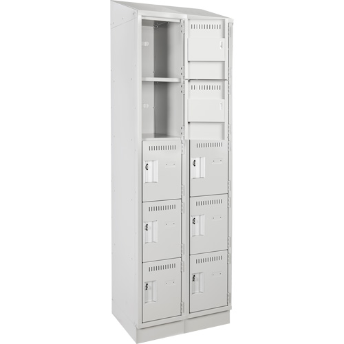 Assembled Clean Line Personal Effects Lockers, 5 -tier, Bank of 2, 12" x 82" x 24", Steel Seaboard Timber Mart