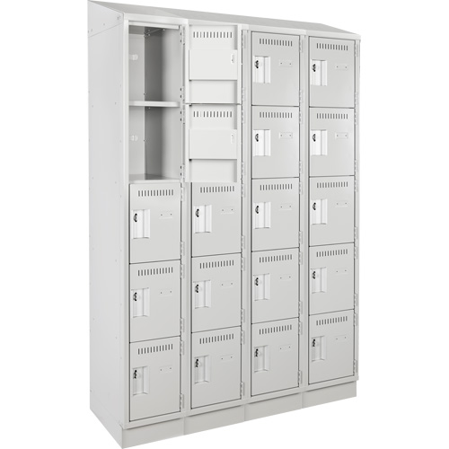 Assembled Clean Line Personal Effects Lockers, 5 -tier, Bank of 4, 15" x 82" x 48", Steel Seaboard Timber Mart